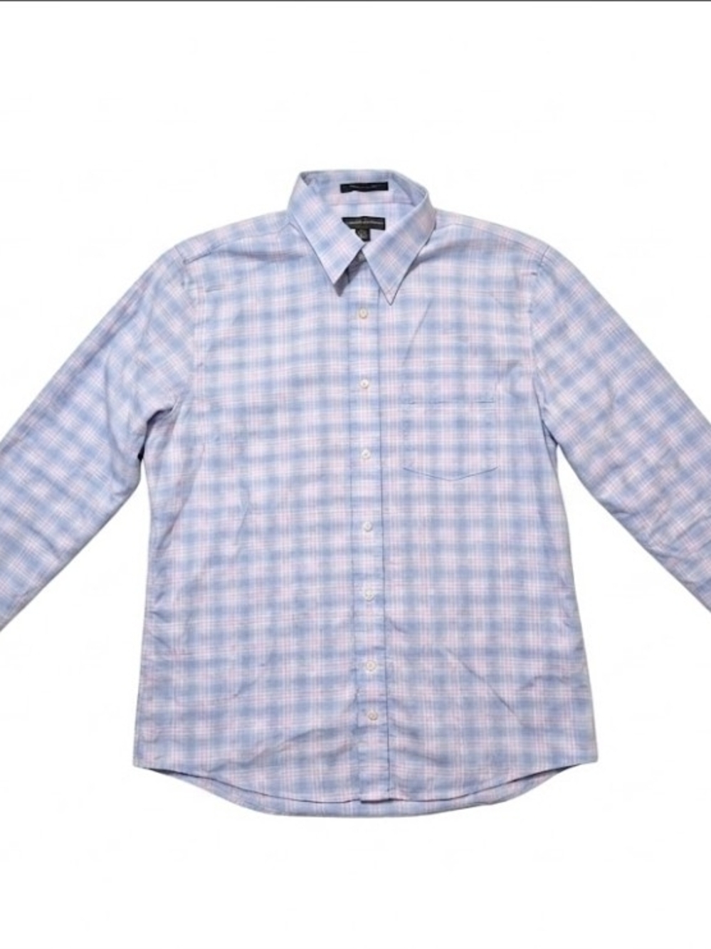 Allen Edmonds Pink and Light Blue Plaid Dress Shirt